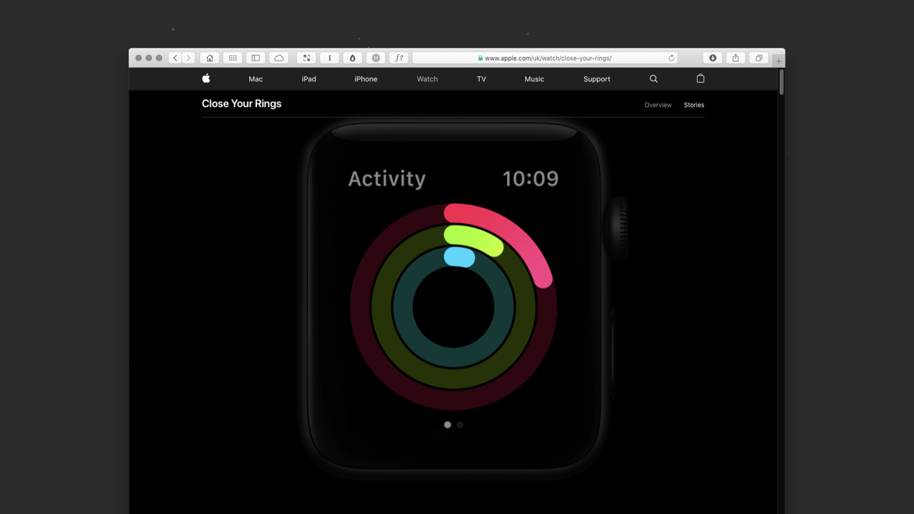 Landing page of the Apple Activity website