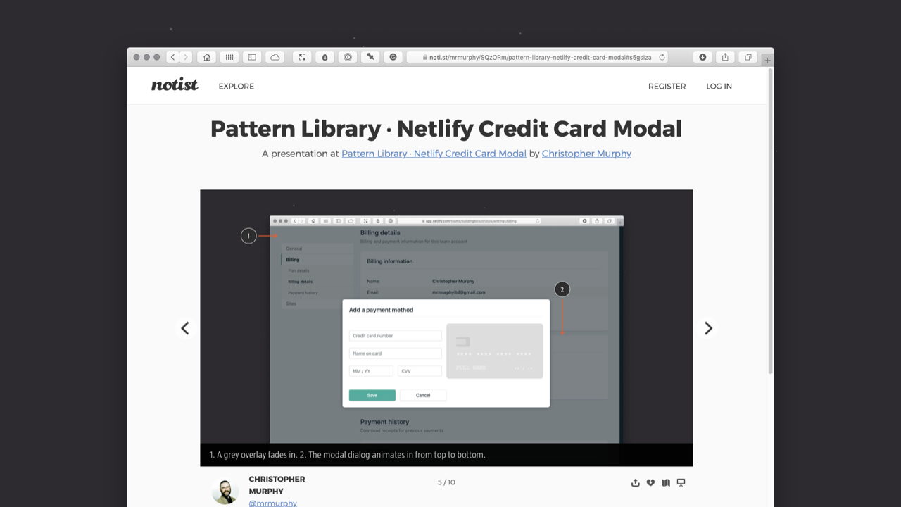 Netlify’s Credit Card Modal Pattern