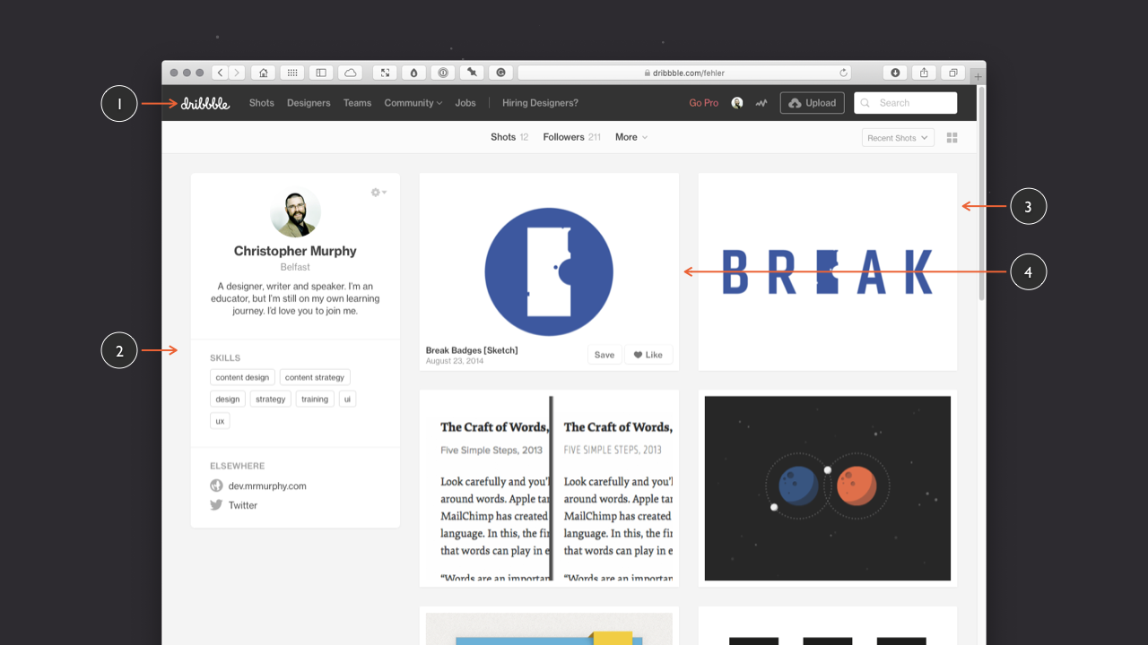 Dribbble’s Profile Page