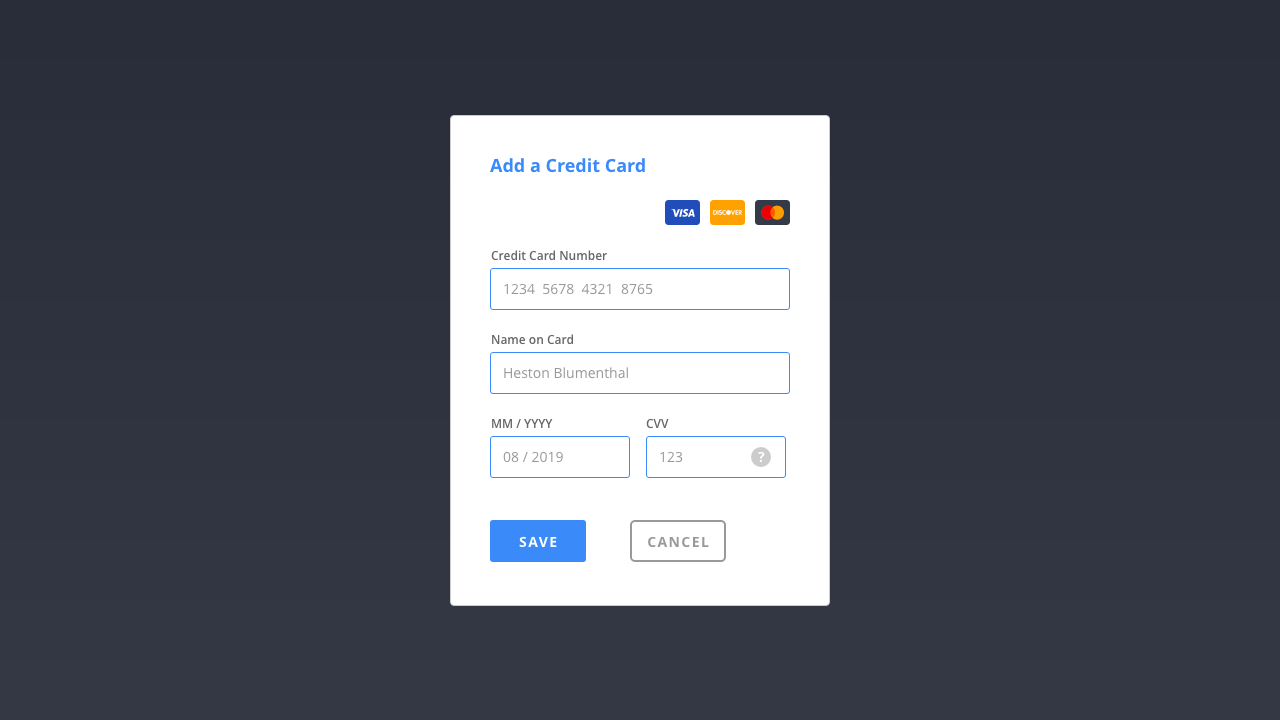 Credit Card Forms