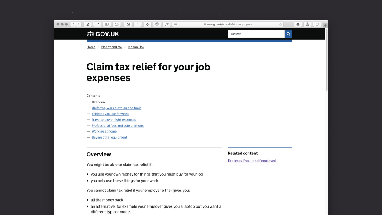 Landing page of the gov.uk website